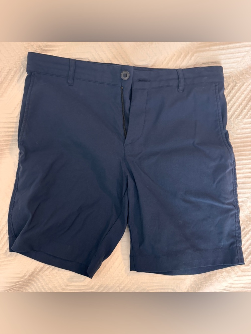 Outlier New Way Shorts — Blue AF, Size 31, Navy